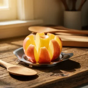 apple on table divided into pieces